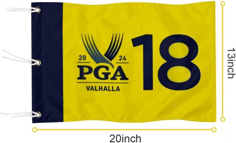 2BUT 2024 PGA Valhalla Golf Pin Flag Practic Putting Green Golf Flag For Backyard Garden Double-Sewn 600D Nylon Miniature Pin Flag (Yellow 20"x13" Grommet) - Image 2